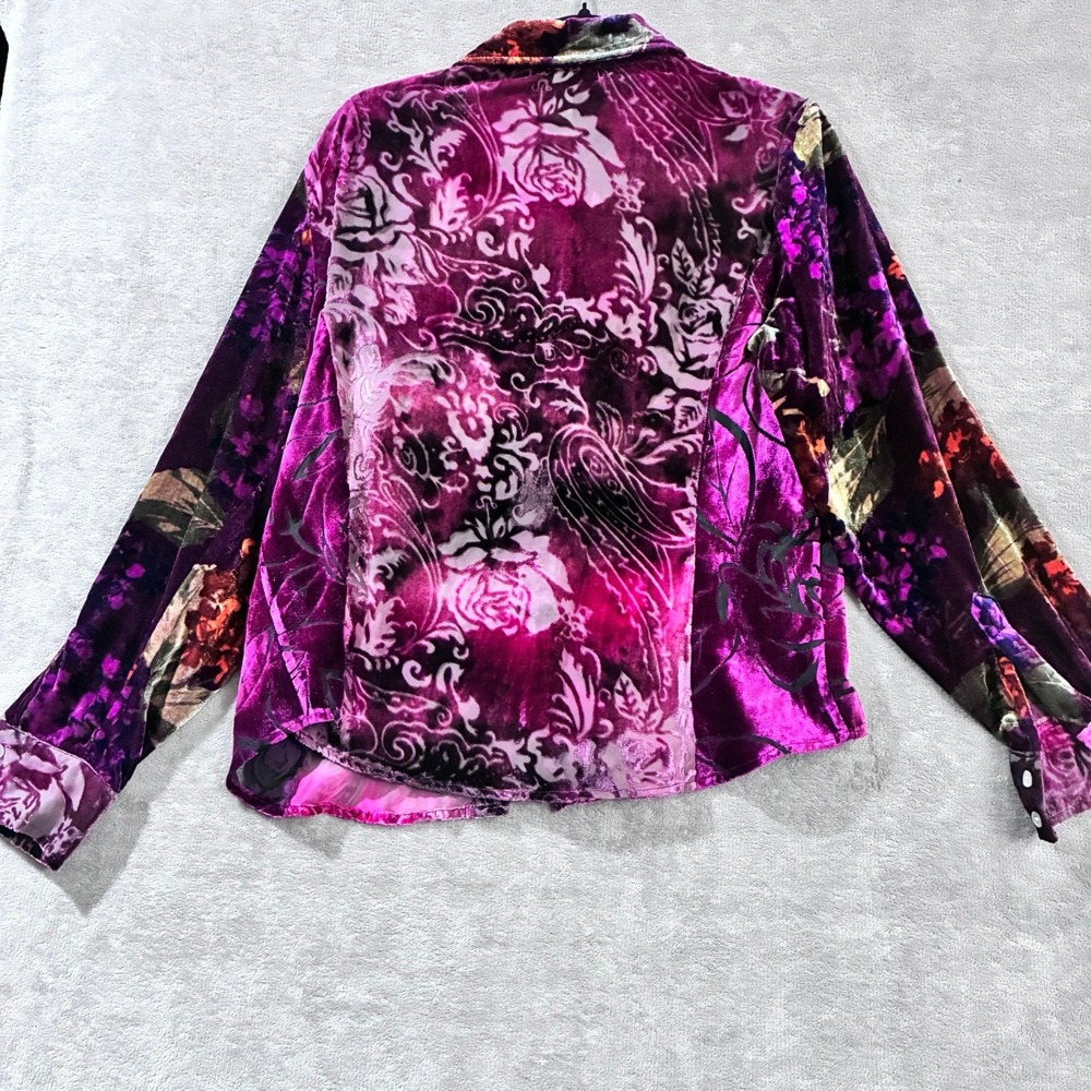 Coldwater Creek Velvet Burnout Blouse Large Whimsigoth Eclectic Artsy Faiirycore - Picture 1 of 6